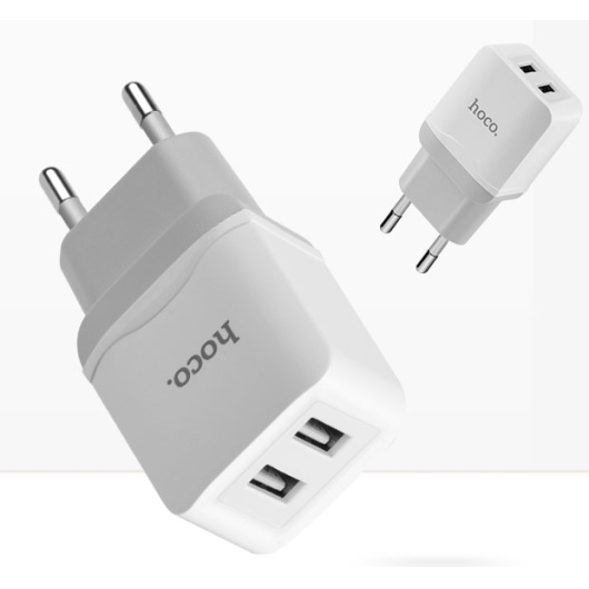 Сетевое зарядное устройство Hoco C33A 2.4A 2USB Charger белое