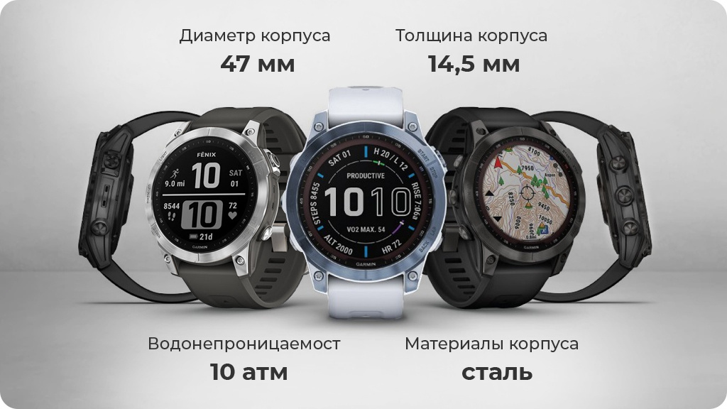 Умные часы Garmin Fenix 7 Solar Серые с черным ремешком